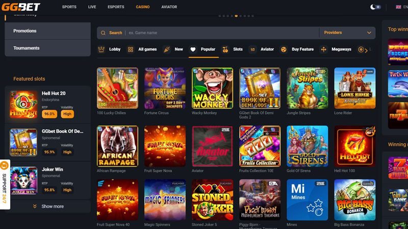 GGBet Casino Games