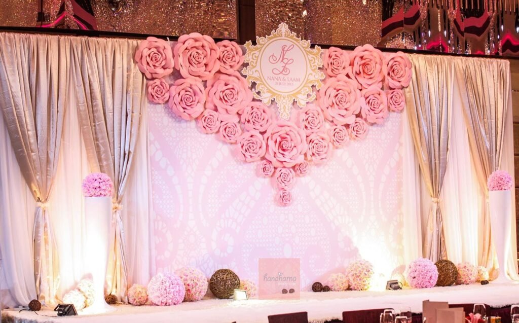 Paper Flowers wedding stage decoration