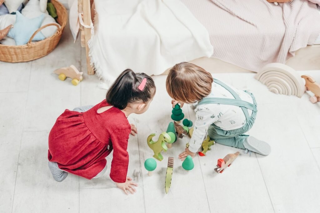 Toddlers playing in a day care center